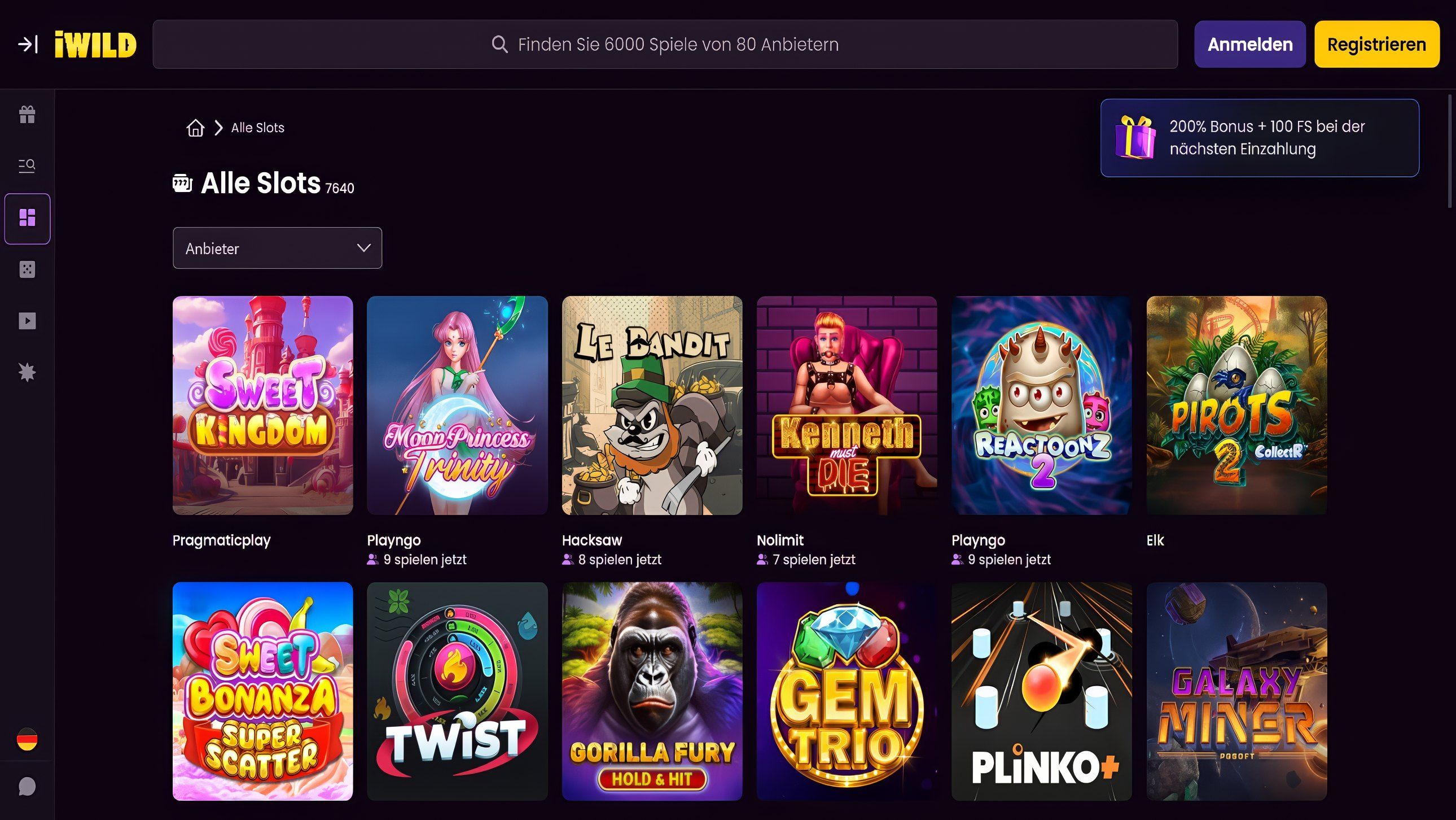 iWild Casino desktop screenshot 2